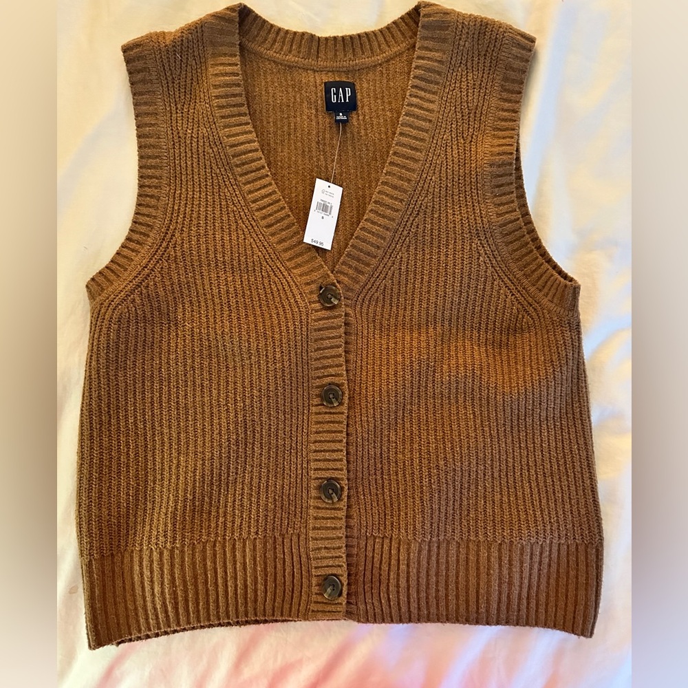 NWT Gap CashSoft Rib Sweater Vest Cocoa Brown size S
